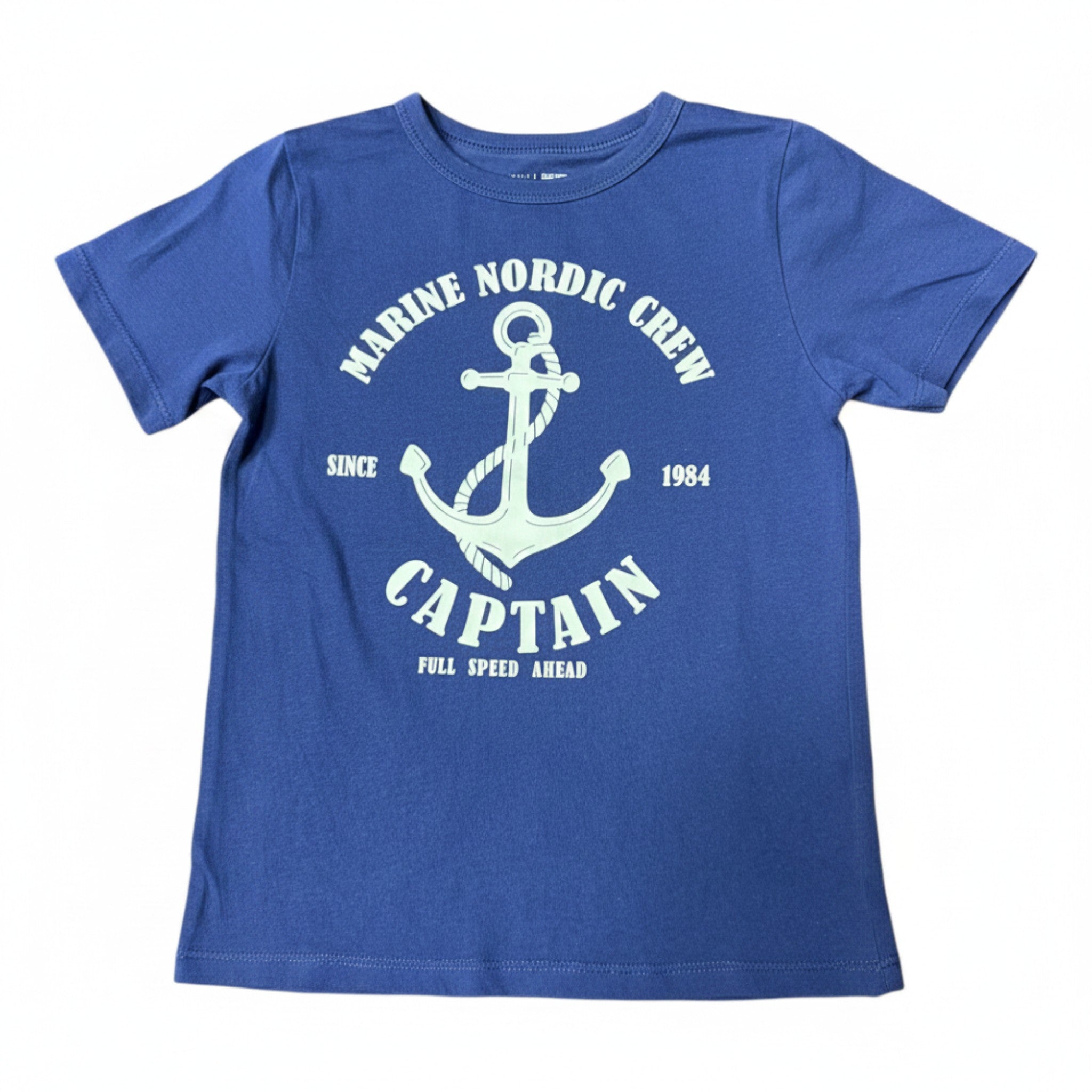 Polera H&M Azul Estampado ancla 4-5 años seleccionada por NÜVA