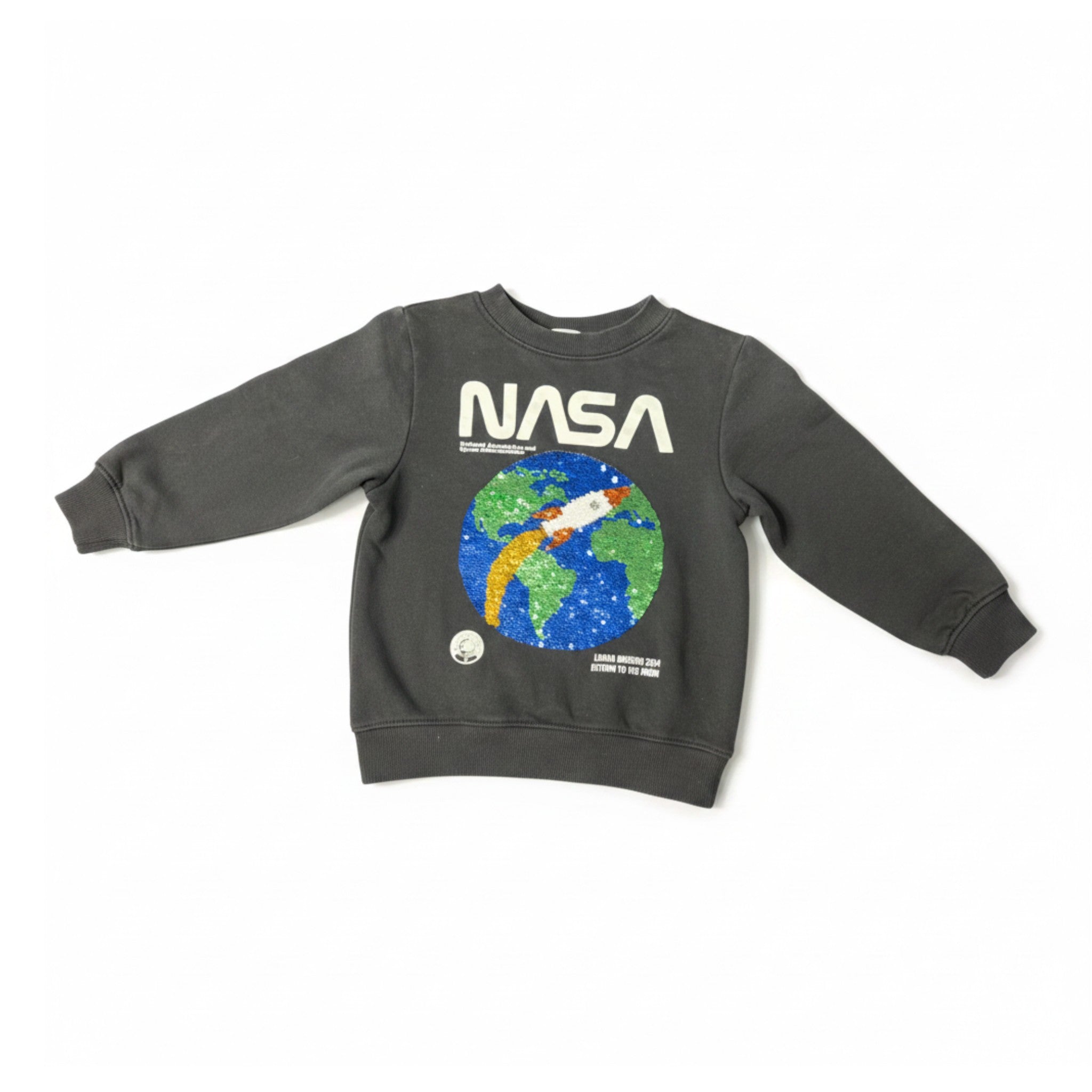 Polerón H&M Gris Estampado NASA 4-5 Años - NÜVA ropa infantil seleccionada