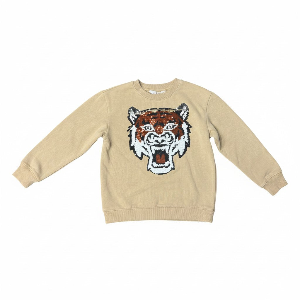 Polerón H&M Beige Estampado Tigre 5-6 Años - NÜVA ropa infantil seleccionada