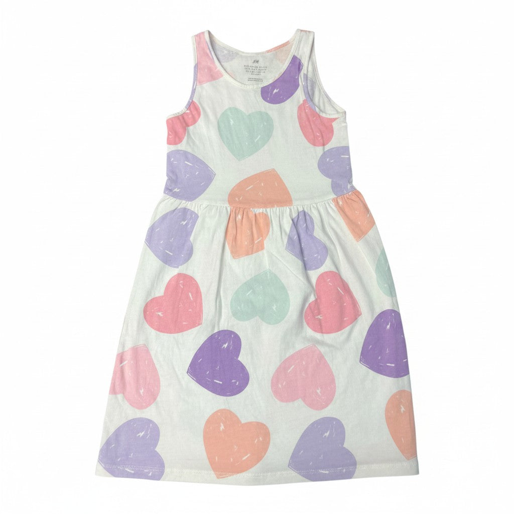 Vestido H&M Blanco Estampado Corazones 6-7 años - NÜVA