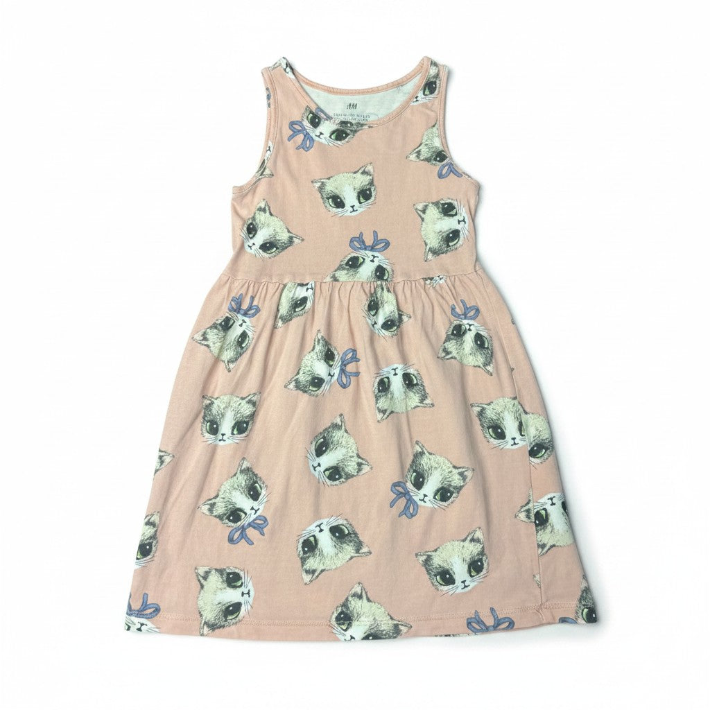 Vestido H&M Rosado Estampado Gatos 3-4 años - NÜVA