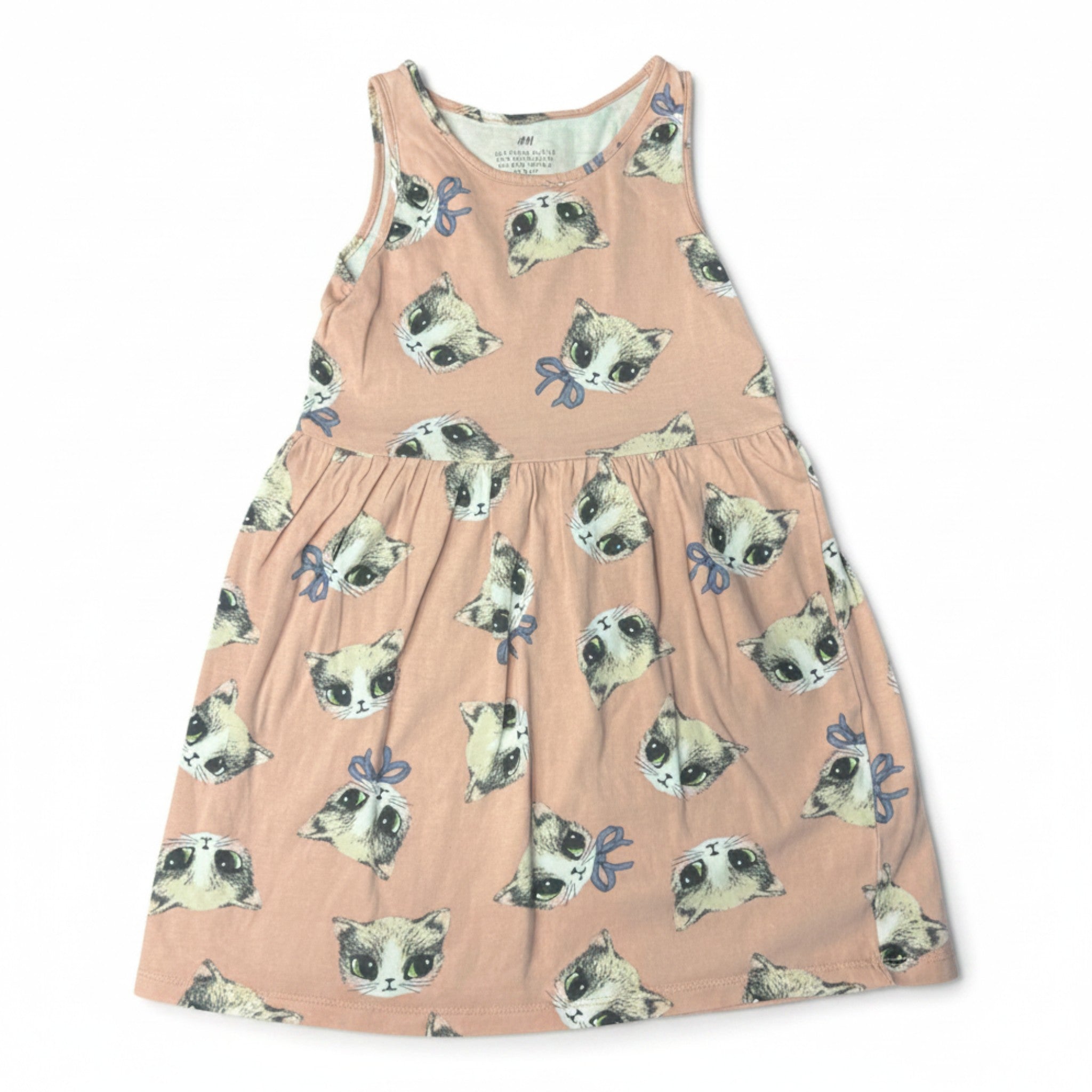 Vestido H&M Rosado Estampado Gatos 5-6 años - NÜVA