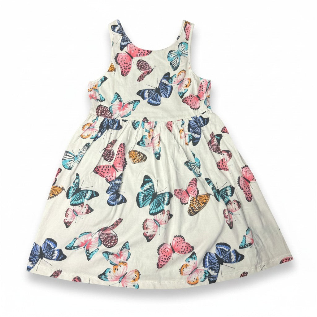 Vestido H&M Crudo Estampado Mariposas 4-5 años - NÜVA