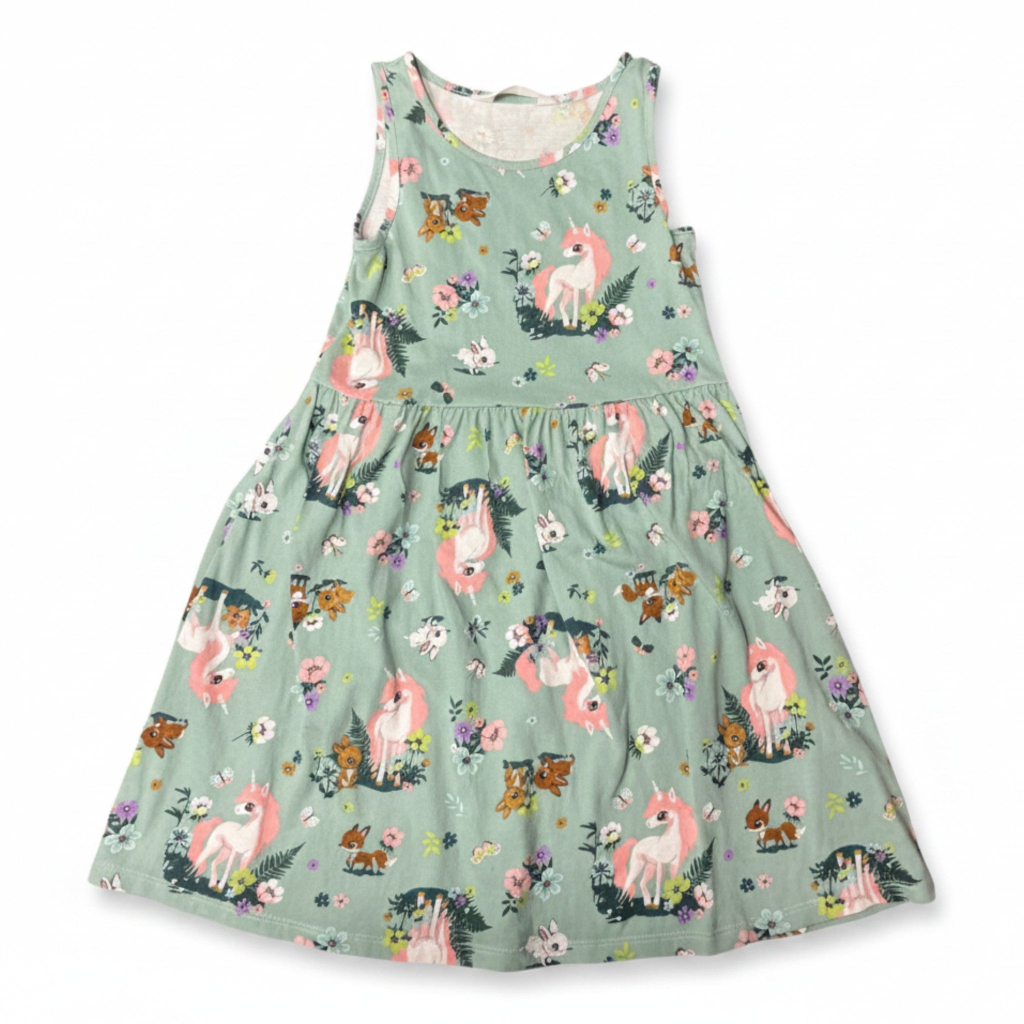 Vestido H&M Verde Agua Estampado Animales 6-7 años - NÜVA