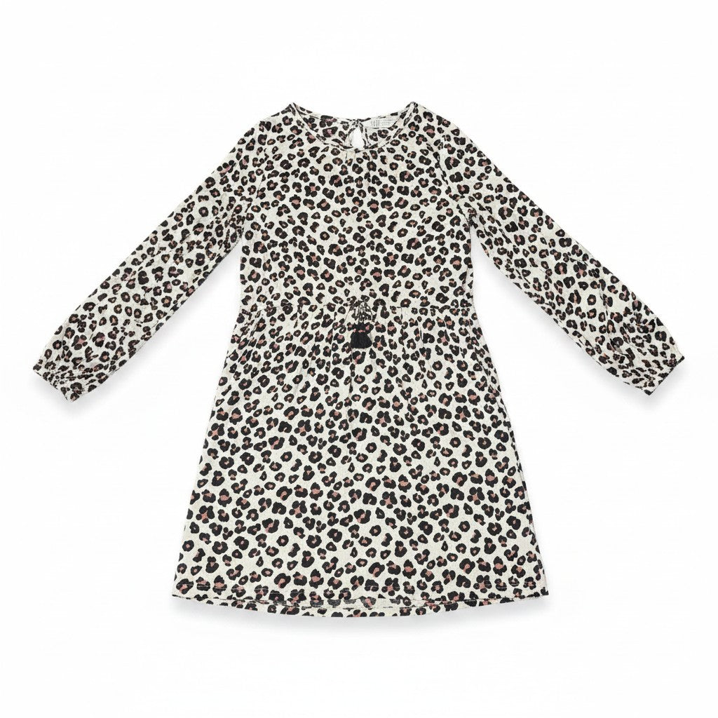 Vestido H&M Blanco y Negro Animal Print Manga Larga 7-8 años - NÜVA