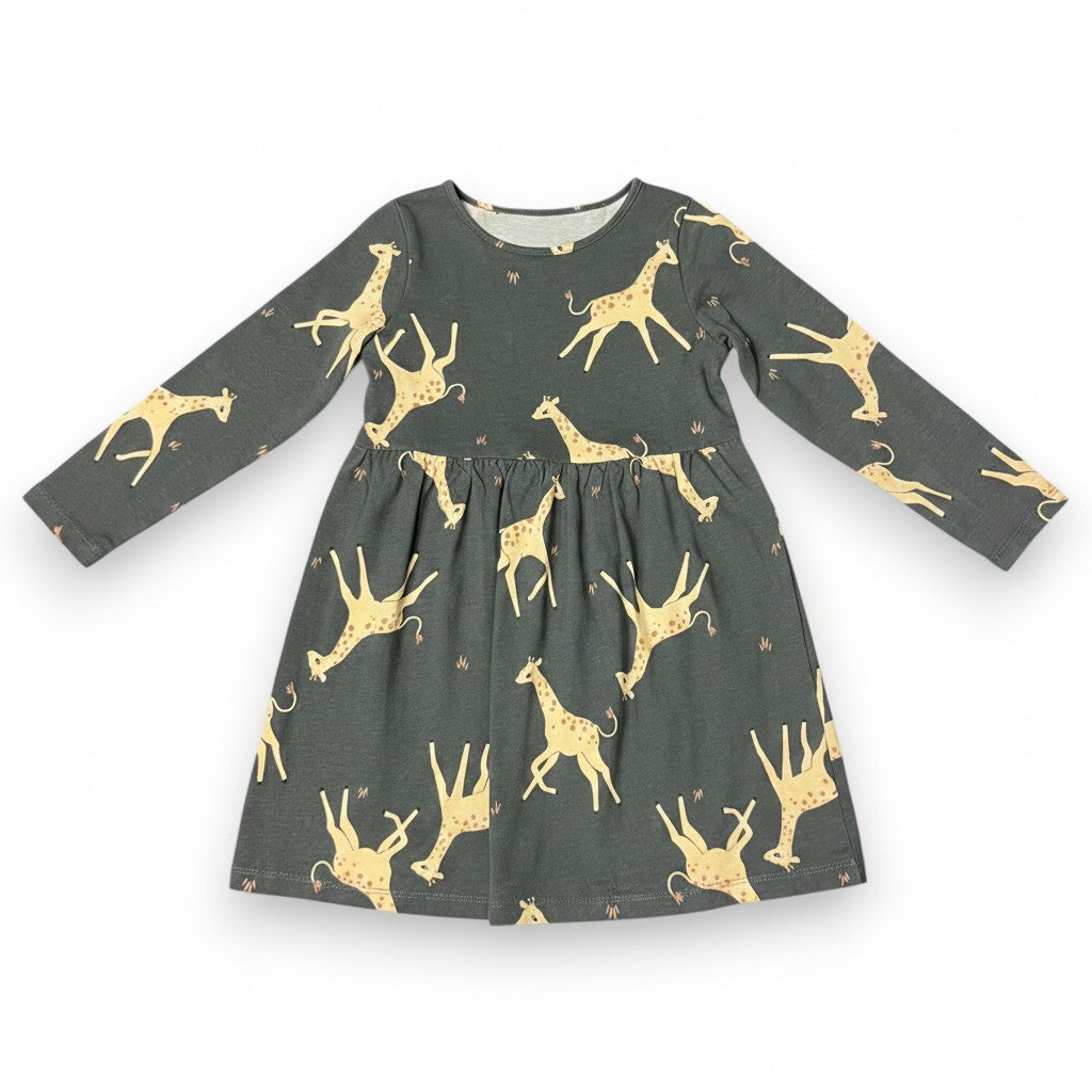 Vestido H&M Gris Oscuro Estampado Jirafas Manga Larga 4-5 años - NÜVA