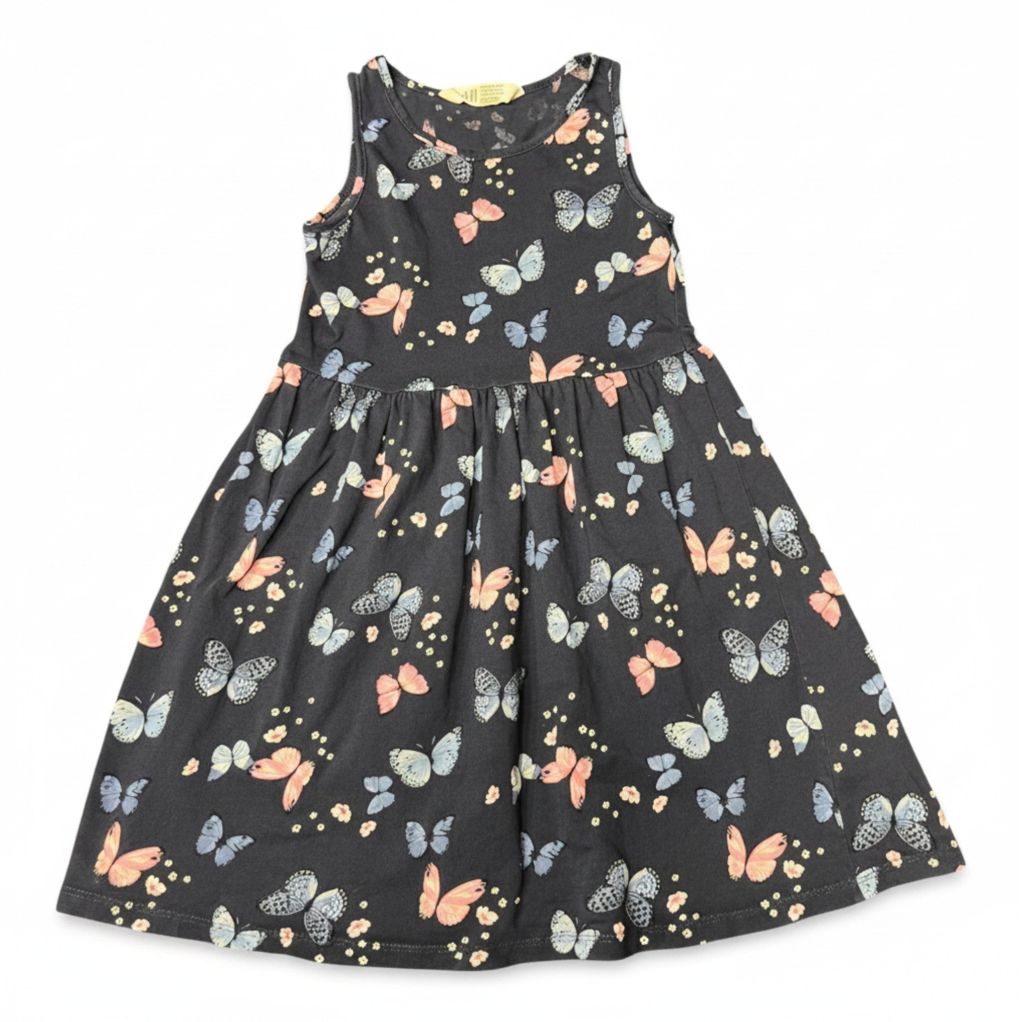Vestido H&M Negro Estampado Mariposas 6-7 años - NÜVA